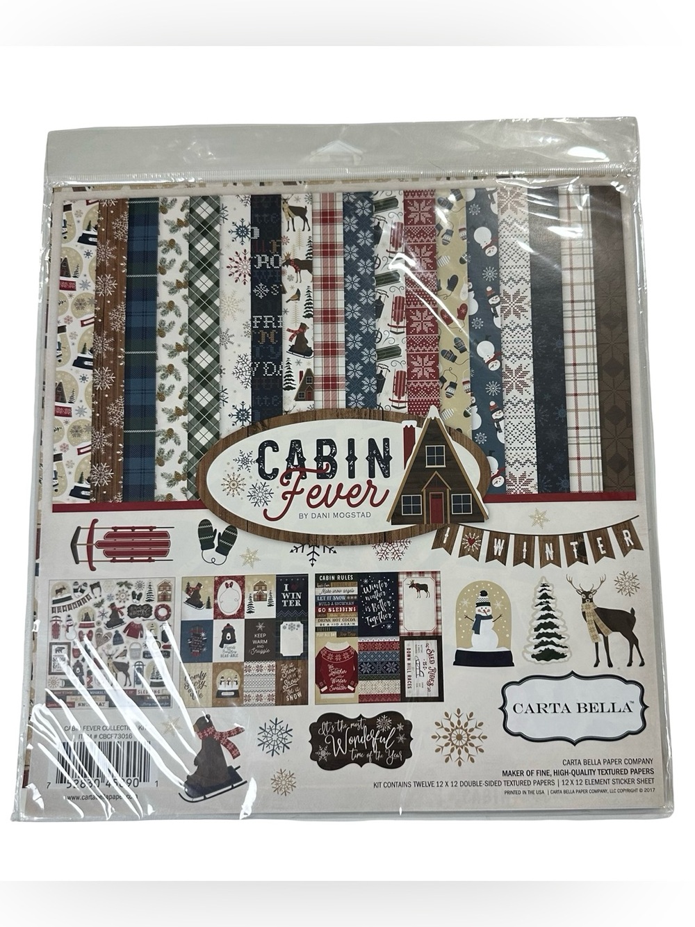 Carta Bella Cabin Fever 12x12 Scrapbook Paper Kit Dani Mogstad 2017 CBCF73010 Ne